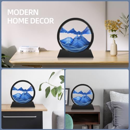 Minimalist home office desk decor with blue sandscape