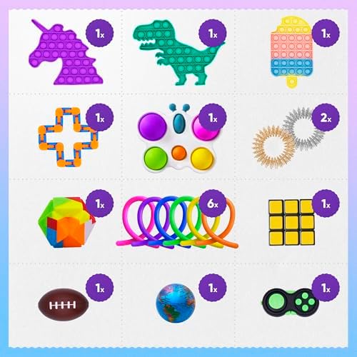Assortment of Zen Laboratory sensory fidget toys spread out