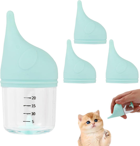 LogFaadCoi kitten bottle feeding kit front view of blue elephant nursing bottle