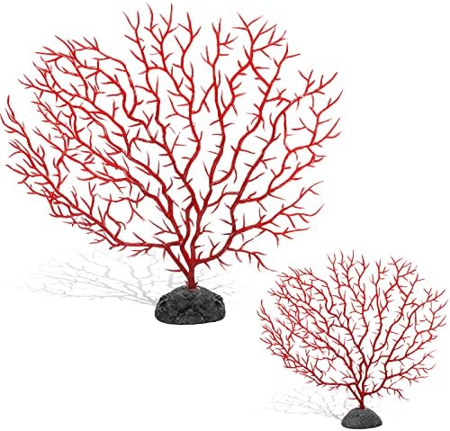 Close up of the intricate branching texture on the Piutouyar red simulation aquarium coral