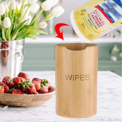Side view of Kokone bamboo canister organizer for home