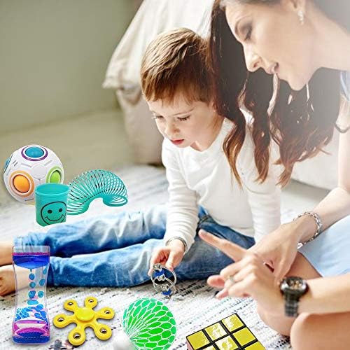 Scientoy gift box with diverse sensory fidget toys laid out