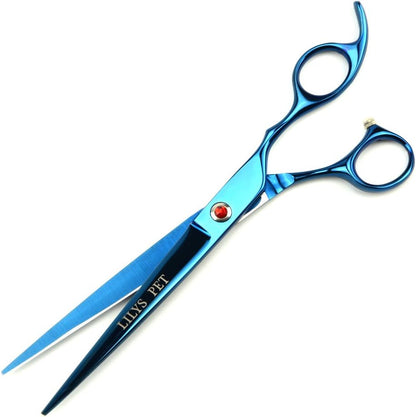 Lilys Pet pet grooming scissors blue titanium finish detail