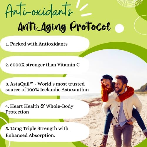 Advanced Bionetix Astaxanthin 12mg supplement bottle showing the organic coconut oil enhanced absorption label.