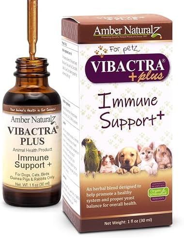 Amber NaturalZ Vibactra Plus Herbal Supplement for Dogs, Cats, Birds, Guinea Pigs, and Rabbits | Herbs for Immune Health and Yeast Balance | 1 Fluid Ounce Glass Bottle - Image 2
