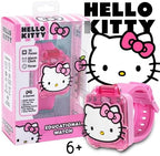 Hello Kitty children interactive digital wristwatch showing math learning game menu
