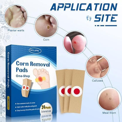 Medicated salicylic acid patches for foot callus removal and pain relief.