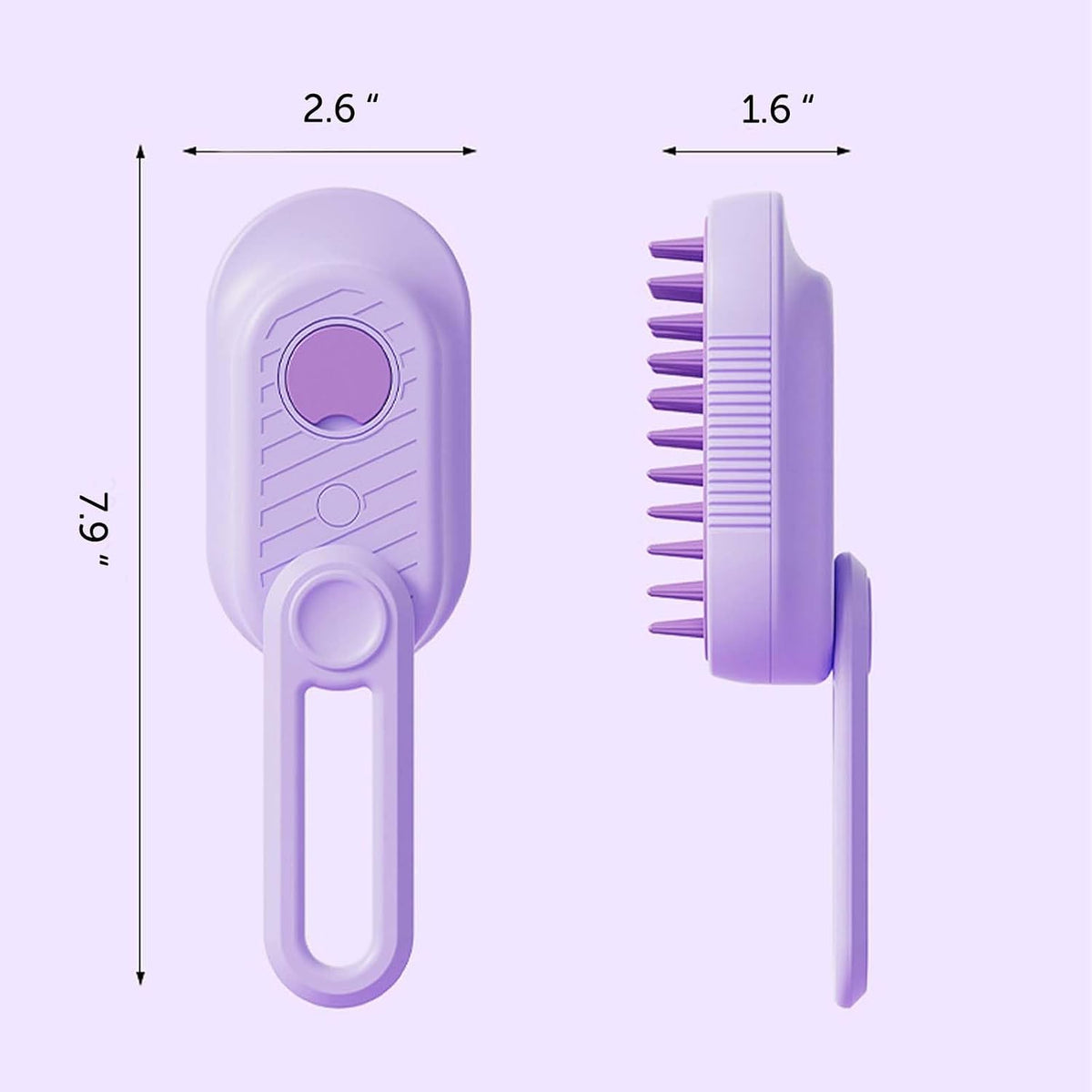 Purple GooCare steam brush for shedding cats and dogs
