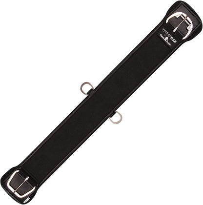 Classic Equine Feather Flex Straight Cinch front view showing black virgin neoprene interior and stainless steel hardware