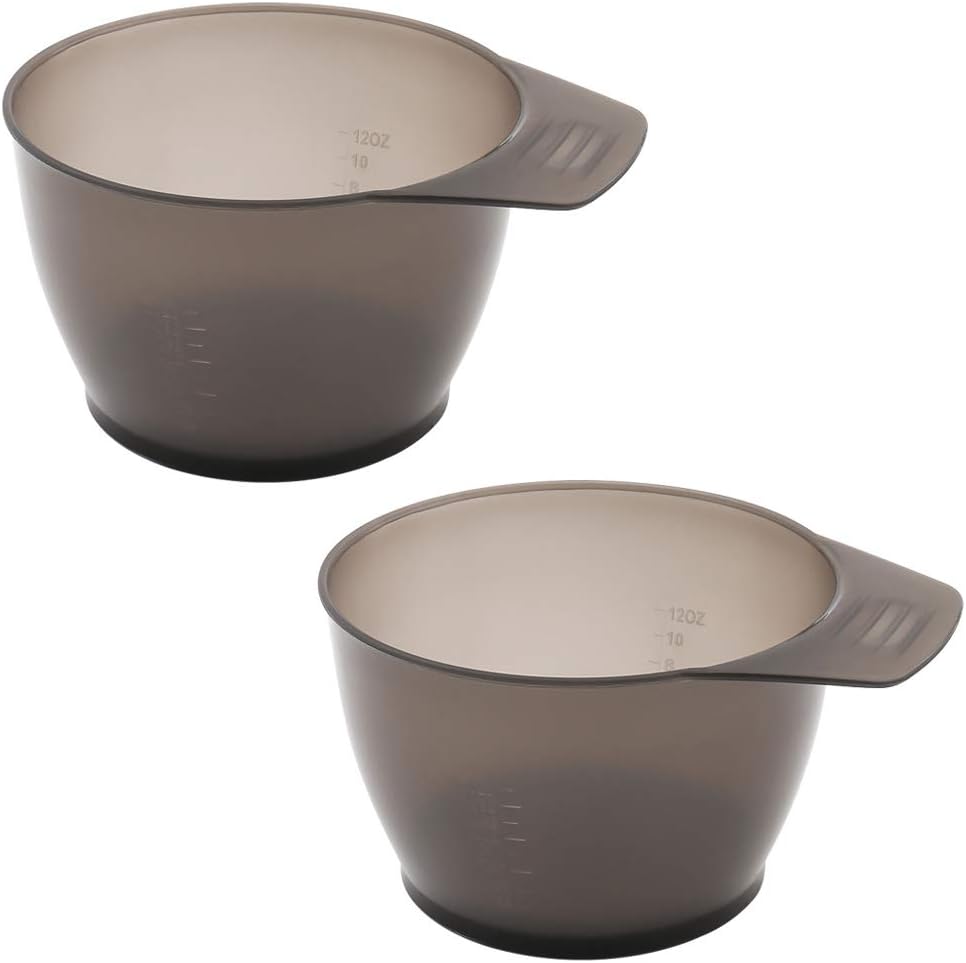 Lasenersm 2 Pieces Hair Color Bowl front view showing transparent black plastic material.