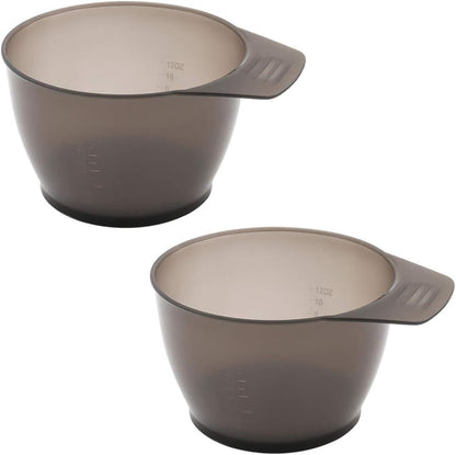 Lasenersm 2 Pieces Hair Color Bowl front view showing transparent black plastic material.