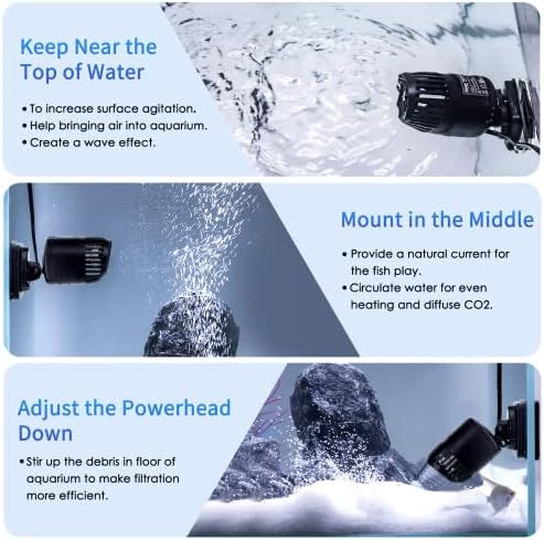 360 degree rotatable ball joint head on a black 3W aquatic circulation pump