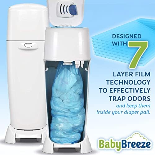 BabyBreeze Diaper Pail Refill Bags Compatible with Playtex Diaper Genie Pails Odor Absorbing Diaper Disposal Trash Bags - 1400 Count (5-Pack) - Image 7
