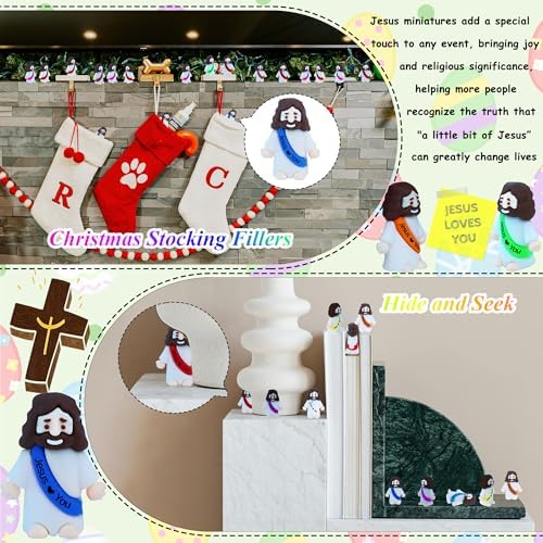 Handheld view demonstrating the exact pocket size dimensions of the religious novelty figurine.
