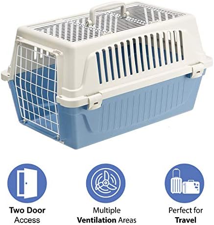 Ferplast extra small travel crate disassembled to display the simple four buckle snap assembly system.
