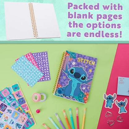 Close up of Disney Stitch A5 spiral notebook cover