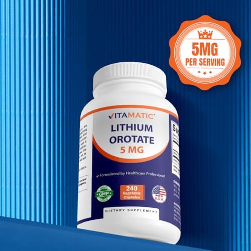 Highly bioavailable lithium orotate 5 mg veggie capsules for nutritional dietary support
