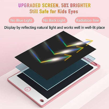 Colorful writing tablet screen showing rainbow lines