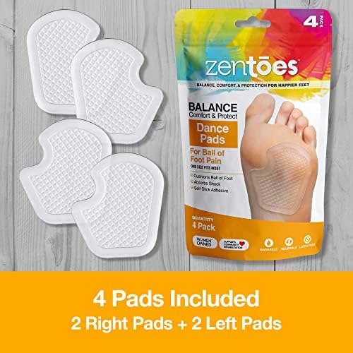 Four count pack of ZenToes gel metatarsal pads for men and women.