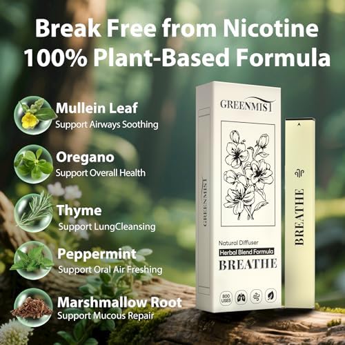 GreenMist herbal diffuser pen botanical ingredients display