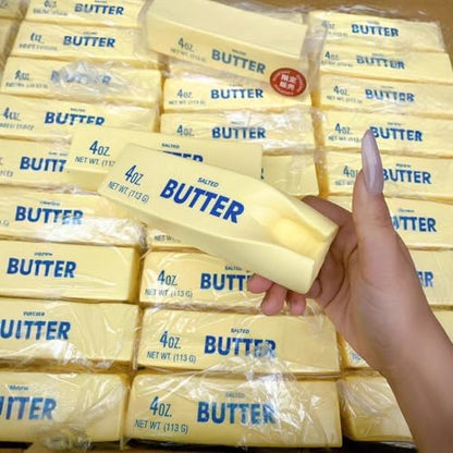 Butter squishy toy being used as funny office desk decor
