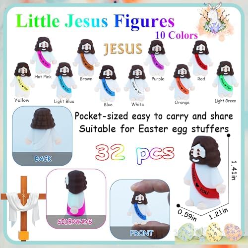ILHSTY Christian doll tiny baby Jesus figurines in multiple bright colors for Easter egg hunts