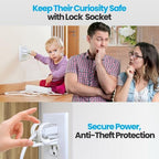 Lock Socket securing a 3 pronged power adapter