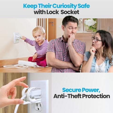 Lock Socket securing a 3 pronged power adapter