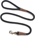 Mendota Pet snap leash front view showing black braided rope design.