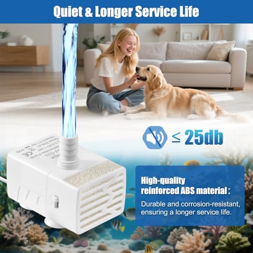 Novique USB small pump with the front cover detached revealing the built in high density sponge filtration system.