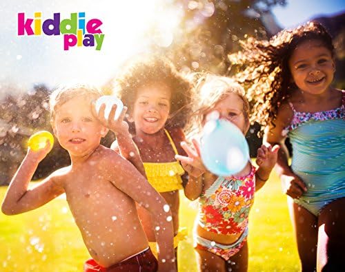 Full packaging of Kiddie Play water balloons kit showing the five hundred count balloon supply and product features