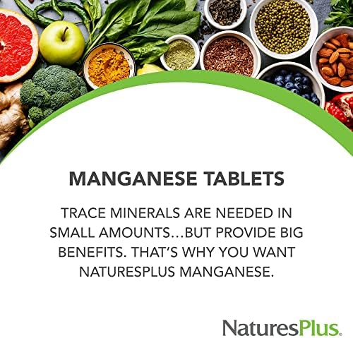 Back of NaturesPlus Manganese bottle showing ingredients and facts
