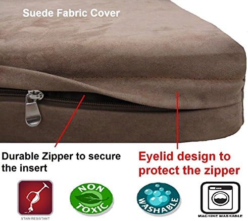 Dogbed4less DIY dog bed cover being stuffed with recycled human pillows to demonstrate eco friendly use.