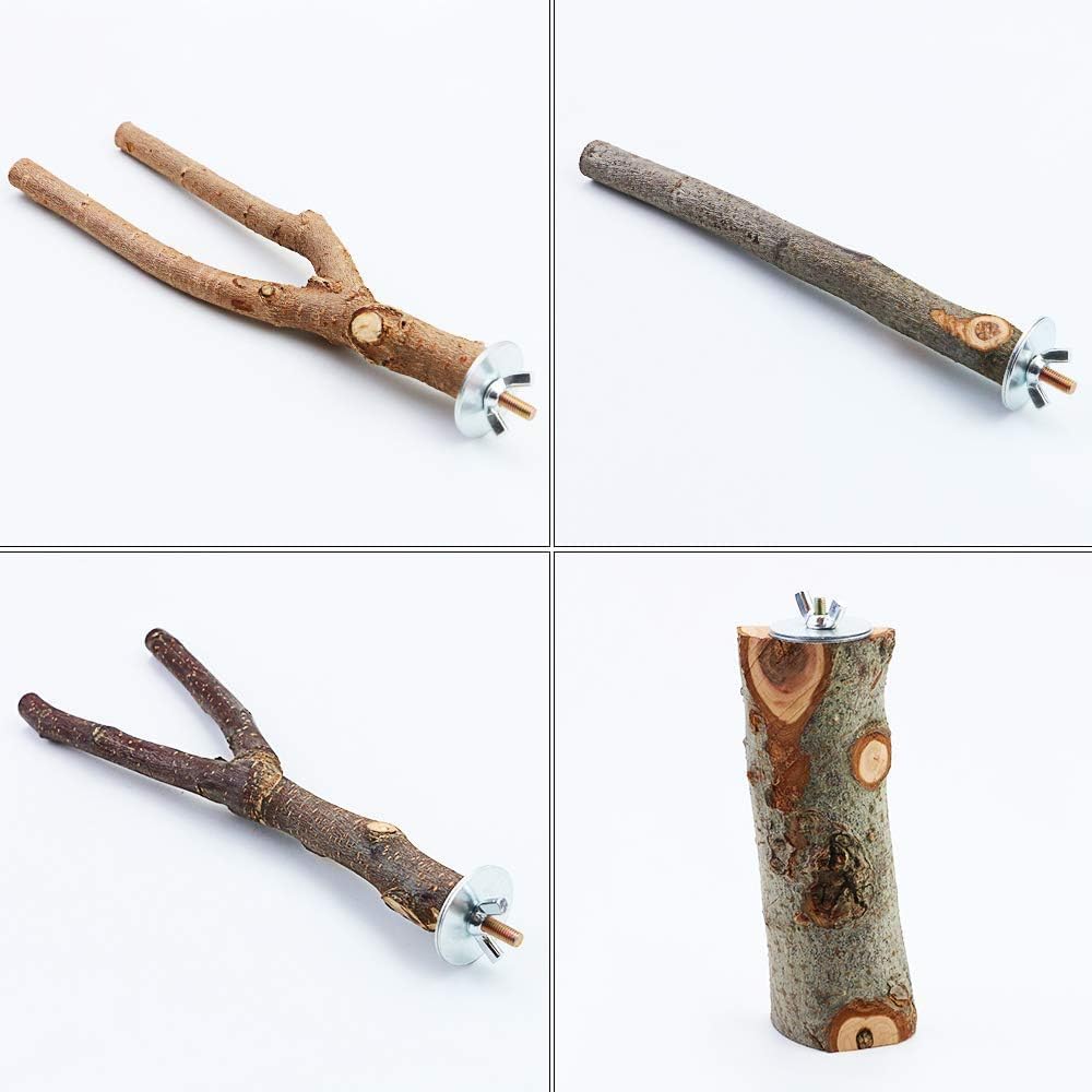 4 Pack Natural Wood Bird Perch Set for Parakeet Cage - Image 4