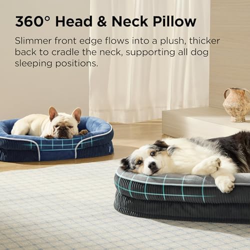 Bedsure Orthopedic Dog Beds Large Sized Dog - 360 degrees Oval Bolster Large Dogs Bed for Senior Dogs with Waterproof Washable Cover, Big Comfort Pet Sofa Couch with Ultra-Soft Fleece, Grey, 35" - Image 3