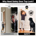 Laowu top of door lock installed securely on an interior bedroom door out of toddler reach