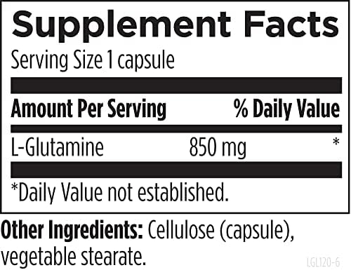 Designs For Health L-Glutamine amino acid capsules side angle bottle view