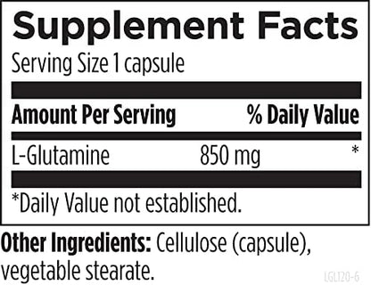 Side view of L-Glutamine vegetarian capsules bottle