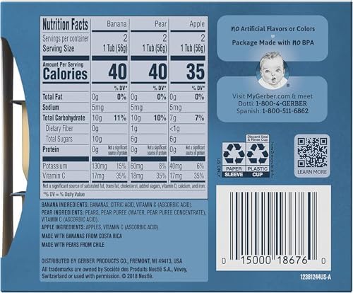 Variety pack of Gerber baby food puree tubs