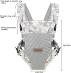 Parent using portable lightweight carrier with newborn in front inward position