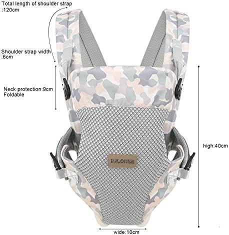 Parent using portable lightweight carrier with newborn in front inward position
