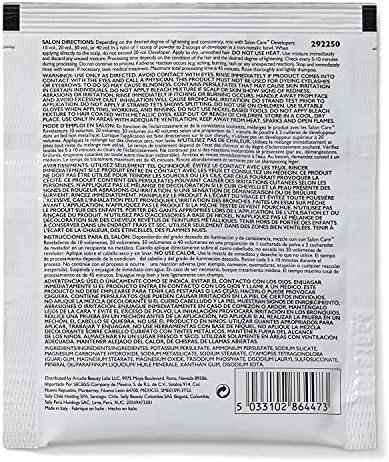 Salon Care professional hair bleach powder packet with level 8 lift feature text