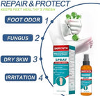 Serynth 100ml antifungal solution being sprayed inside sports shoes for odor control