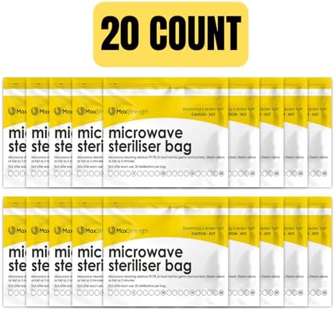 Reusable steam sterilizer bag with baby bottles inside