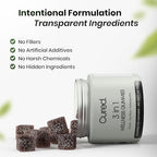Cured dietary supplement bottle with vegan and non-gmo seals