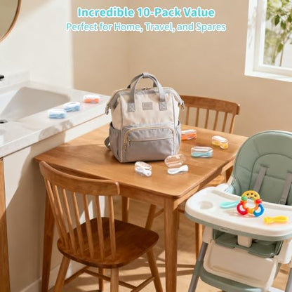 Ergonomic infant weaning spoon attachment showing the soft flexible tip designed for sensitive infant gums.