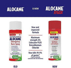 Alocane Max 4% Lidocaine spray bottle showing antiseptic protection features.