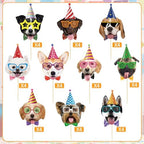 Assorted puppy themed cupcake toppers with party hats and glasses