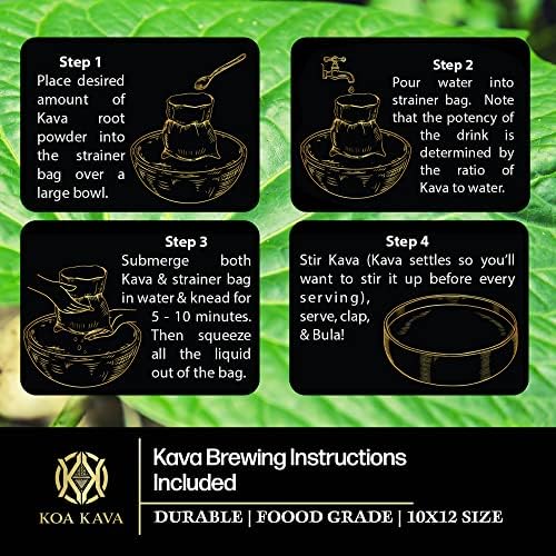 Durable 10 by 12 inch Koa Kava traditional strainer pouch lying flat to demonstrate size.