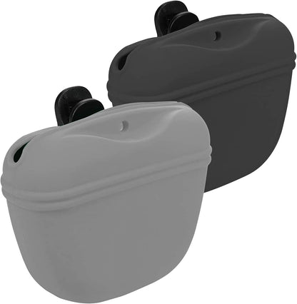 MGKSHADOW silicone dog treat pouch front view showing grey and black training bags